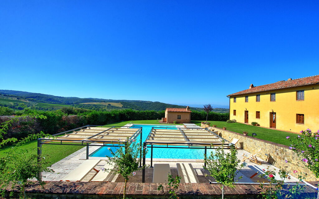 Villa Il Caggio: бассейн, Взгляды, Главный вход, Открытый, Экстерьеры