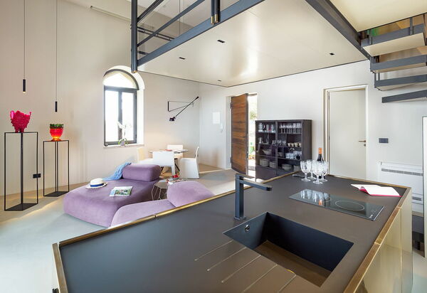 Torre Isola Bella: Гостиная, Кухня, Столовая