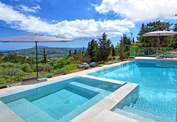 Villa Kallos: бассейн, Взгляды, Лето, Открытый, Сад
