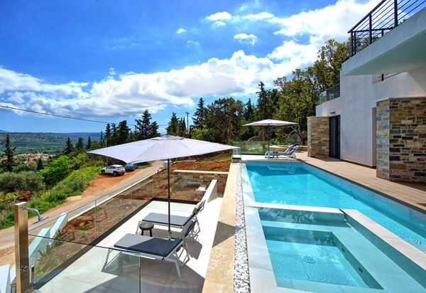 Villa Kallos: бассейн, Взгляды, Открытый, Сад