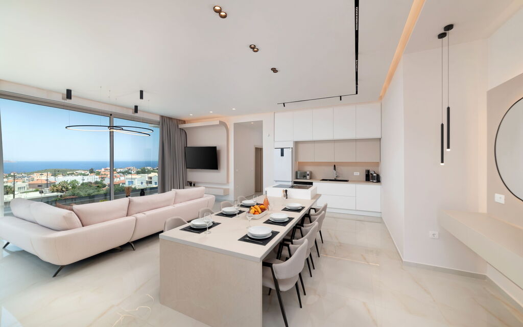 Seaview Lux: Cucina, Sala da pranzo, Soggiorno