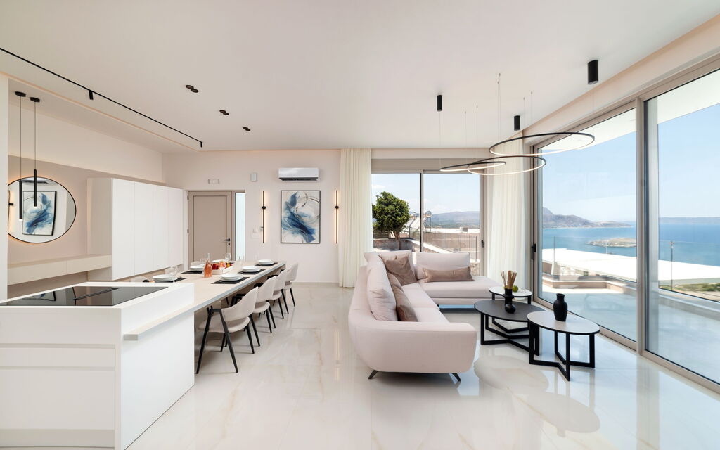 Seaview Lux: Cucina, Sala da pranzo, Soggiorno