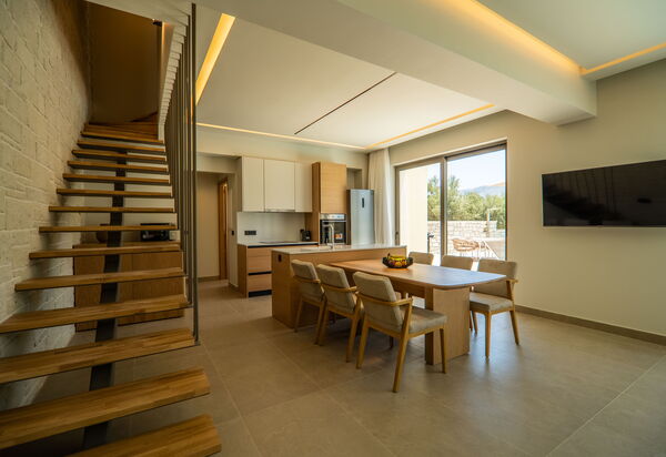 Villa Zen Chrysi: Frokostlokale, Køkken, Stue